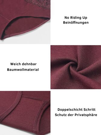Сліпекс жіночі труси Wealurre з бавовни, мереживо, 5 шт. XL, темно-кольорові