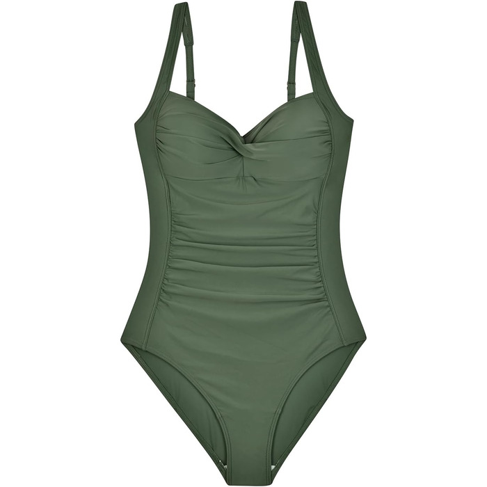 Купальник WIN.MAX з цілісною конструкцією, підтримуючий та з м'якою вставкою, купальники великих розмірів для жінок, вінтажний пуш-ап монокіні, для розмірів C до DD (темно-зелений, 46)