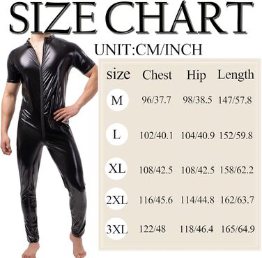 Чоловічі шорти-лосини QiaTi без рукавів з блискавкою, з штучної шкіри, боді з 2 кишенями для повсякденного носіння та клубів (XL, чорний)