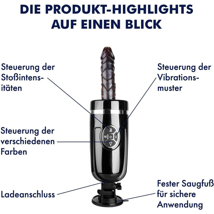 Вібратор EIS, масажер для тіла з функцією імпульсу, 40 см, перезаряджається, міцний присосок, 4 програми вібрації та 3 інтенсивності