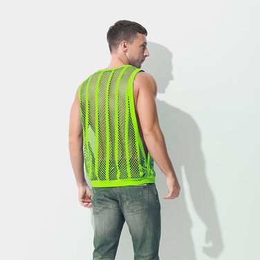 Трійка жіночих майок-топів YAHWULAI з прозорою сіткою, без рукавів, стильний круглий виріз (3 шт: світло-зелений+червоний+світло-зелений, M)