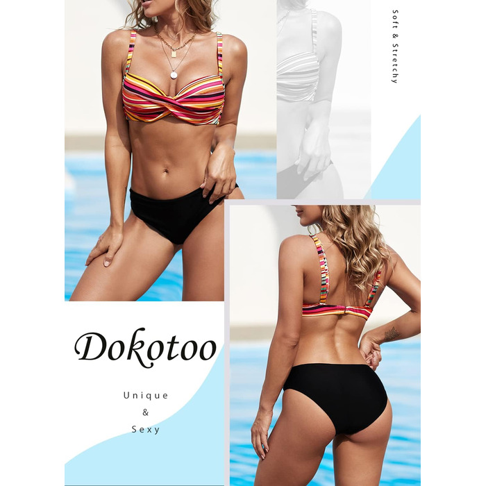Бікіні Dokotoo Push Up, Комплект з перехресними бретелями, Купальник жіночий, Розміри S-XXL, Багатокольоровий