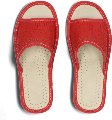 Жіночі шкіряні капці BeComfy — літні пантолети для дому, червоні, розмір 40 EU