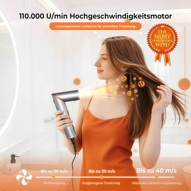 Мультистайлер для волосся 5 в 1 з ефектом Коанда: фен-щітка, автоматичний стайлер для завивки та об'ємна кругла щітка, колір какі-оранж