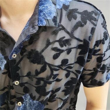 Чоловіча сорочка Deepsko з вишивкою, прозора, мереживна, з сітчастою тканиною, для вечірок, EU S-M, 65-72KG, червона/подорож, однотонна (Getaway Solids)