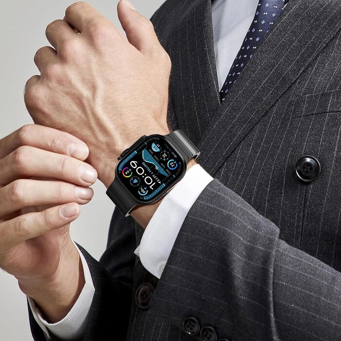Сталевий ремінець-браслет CHANCHY для Apple Watch Ultra 2/1, Series 11/10/9/8/7/6/5/4/3/2/1, SE — металевий замінний ремінець, чорний, 38/40/41/42mm