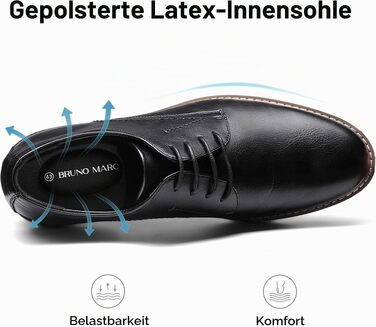 Чоловічі класичні туфлі Bruno Marc: шкіряні бізнес-туфлі Derby Oxfords для весіль та офісу, чорні, розмір 46 EU