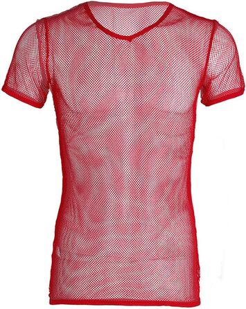Чоловіча літня футболка з сіткою, дихаюча, прозора, для спорту, червона, розмір L