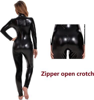 Жіночий сексуальний catsuit з PU-шкіри, чорний, XL - для вечірок та сцени