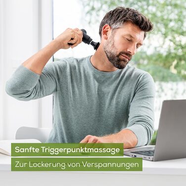Перкусійний масажер Beurer MG 79 Massage Gun Sensitive: компактний масажний пістолет для чутливих зон, 3 насадки та 3 рівні інтенсивності