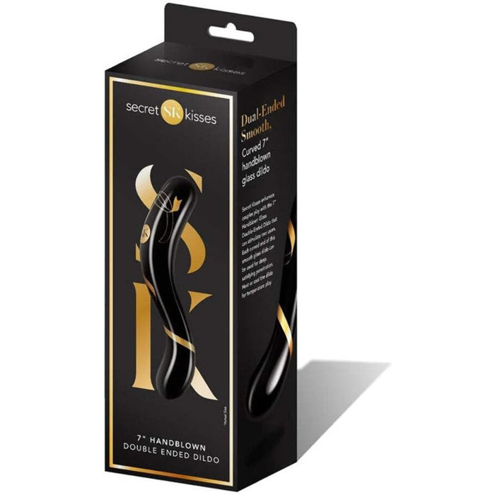Чорний дилда Secret Kisses 7 дюймів, виготовлений вручну, подвійний наконечник