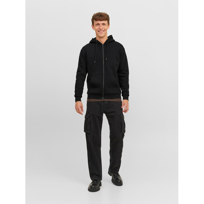 Чоловіча толстовка з капюшоном та блискавкою Jack & Jones Zip Hoodie, однотонна, колір Scarab, розмір XS