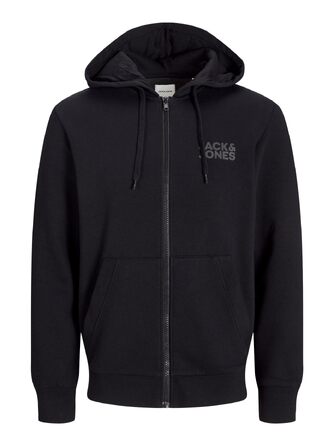Чоловіча толстовка-худі на блискавці Jack & Jones Jjecorp Logo Sweat Zip Hood, чорна, розмір L