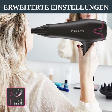 Фен для волосся Rowenta x Karl Lagerfeld CV184L Express Style: компактний, потужний, складаний, чорний