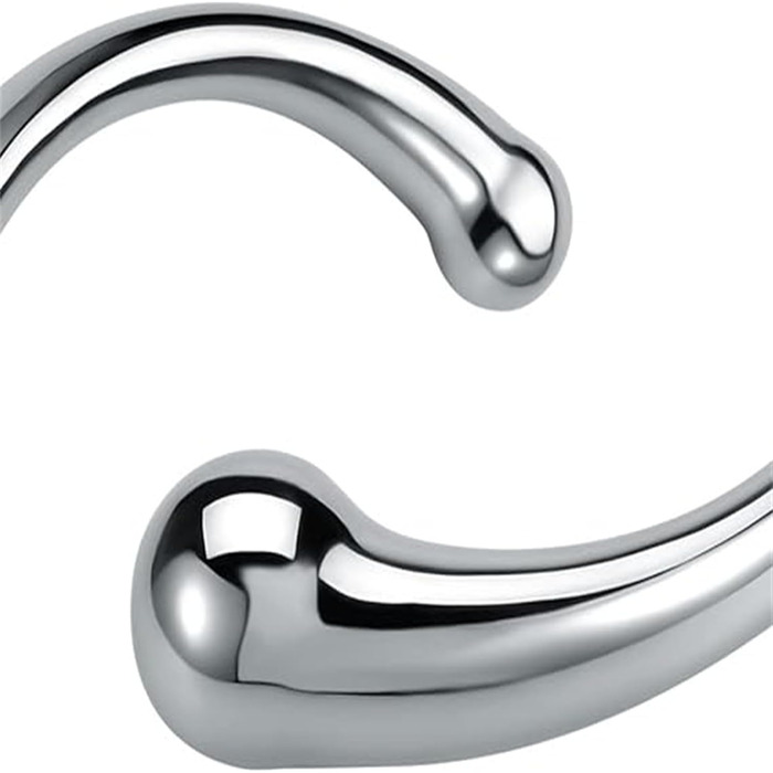 Анальний дildo з нержавіючої сталі з двома наконечниками для пар, масаж G-точки, сталевий фетиш, L, сріблястий