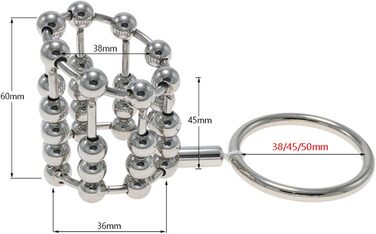Кільце для пеніса з нержавіючої сталі Axcroo з ремінцем, кільце для яєчок, металеві кульки, кільця для пеніса, розтягувач яєчок, еротична іграшка для чоловіків, затримка еякуляції (38 мм)