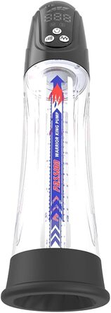 Електрична вакуумна помпа для збільшення статевого члена з акумулятором, LCD дисплеєм та USB-зарядкою - 20см Ø7см - для чоловіків, підтримка ерекції, тренування потенції