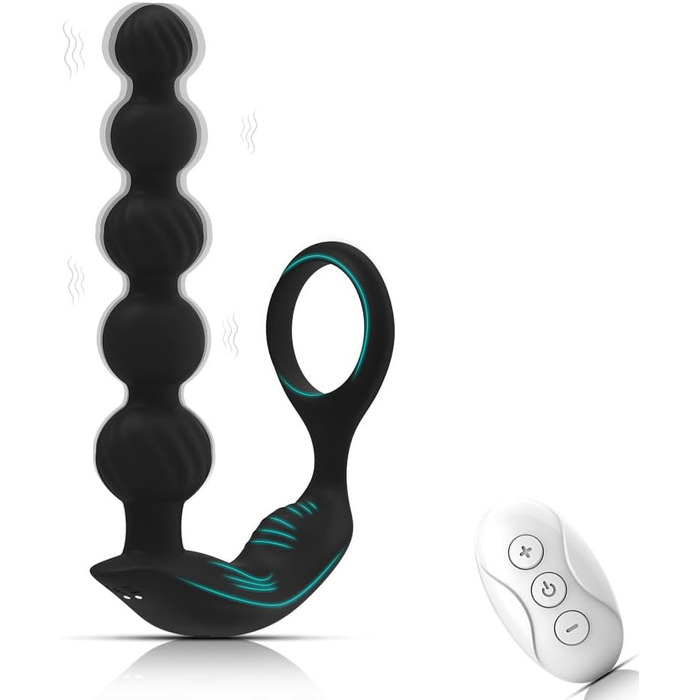 Вібратор для простати Lmgoc з анальним кулькою та кільцем для пеніса, 10 режимів вібрації, Butt Plug, анальні кульки, стимулятор простати, масажер для чоловіків