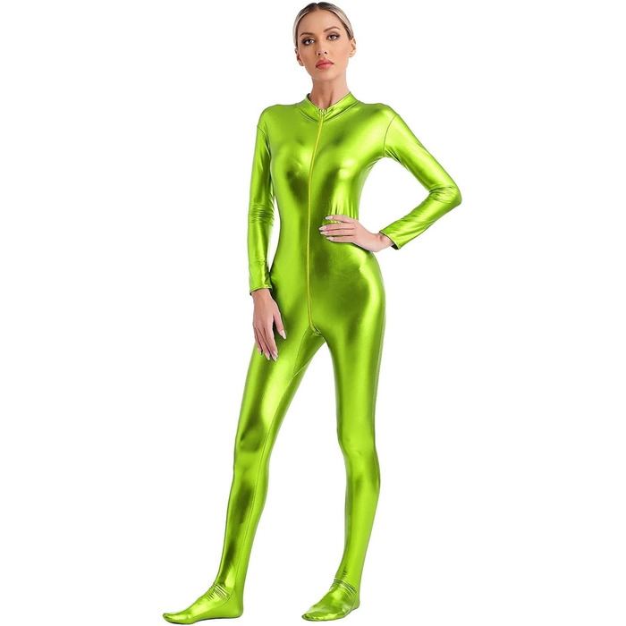 Жіночий комбінезон GRRKDFQ з довгим рукавом та блискавкою спереду (Хлопчато-зелений, розмір L)