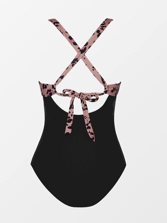 Купальник CUPSHE з запахом, V-подібний виріз, декоративні вирізи, корегуючий ефект, чорний/леопард