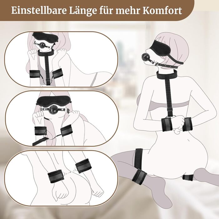 Набір для БДСМ для пар: кайдани, наручники, фіксатори для ніг та рота. Міцний набір для сексуальних ігор.