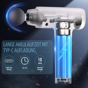 Перкусійний масажер Massage Gun з LED-екраном, електричний масажний пістолет для м'язів (20 швидкостей, 9 насадок, білий)