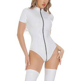 Боді з латексу Maeau для жінок, комбінезон з короткою рукавом, білий, розміри XS, M, L, XL, 3XL, клубний, для сну, клубний, для танців, білизна