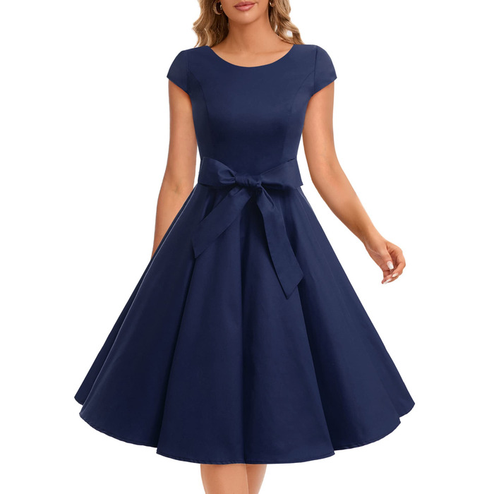 Сукня Dressystar вінтажна 50-х років в горошок, темно-синя, розмір M