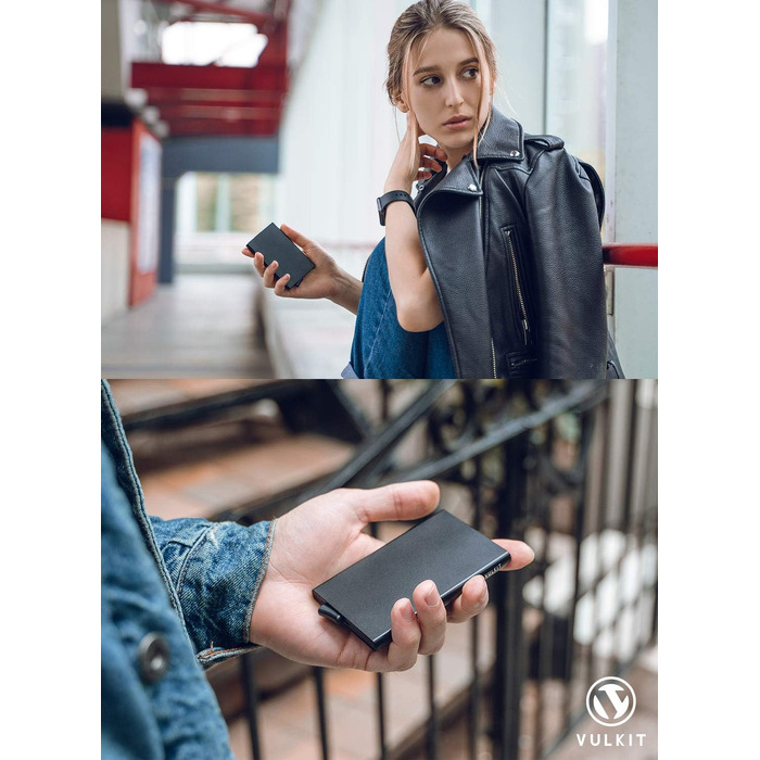 Металевий картхолдер VULKIT з RFID та NFC захистом, чоловівий гаманець для карток на 10 слотів (Колір: Midnight Green)