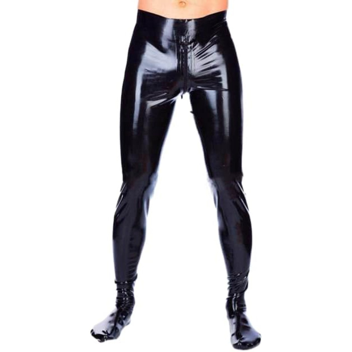 Штани з латексу для чоловіків JVHGE: сексуальні панчохи, розріз для промежини, блискавка, легінси, гумові чоботи, чорний, червоний M