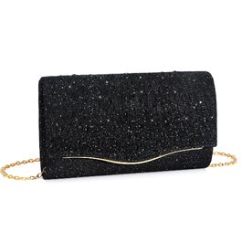 Жіночий вечірній клатч Abendhandtaschen з блискітками та паєтками, елегантна сумка-конверт для весіль та вечірок з відстібним ланцюжком (чорний)