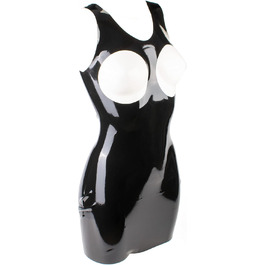 Латексне міні-плаття Rubberfashion - чорне, 0.4 мм, без бретелек, для жінок XL