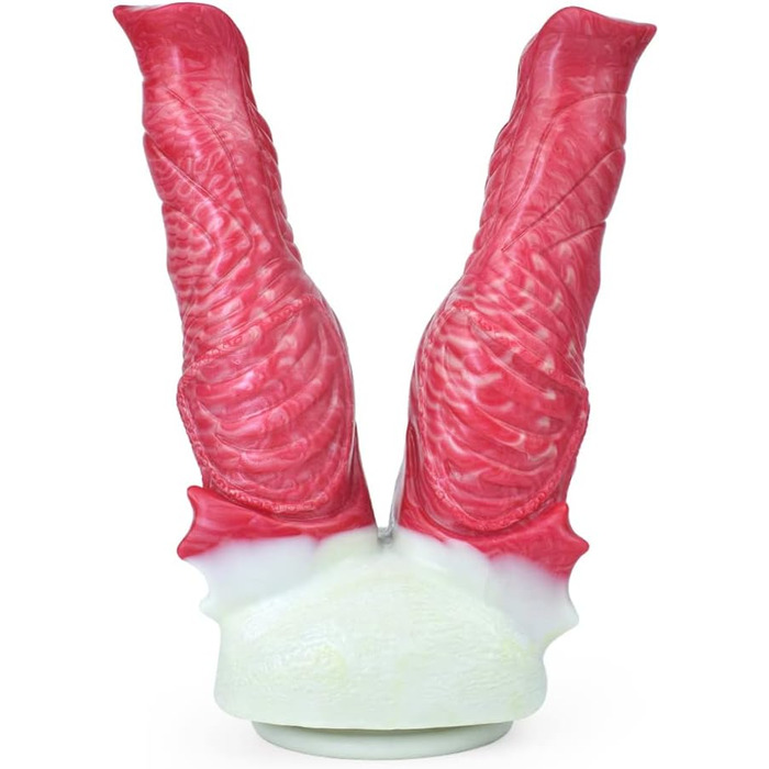 Двофалічний секс-іграшка Jixaxe з силікону, червона (для вагінальної та анальної стимуляції)