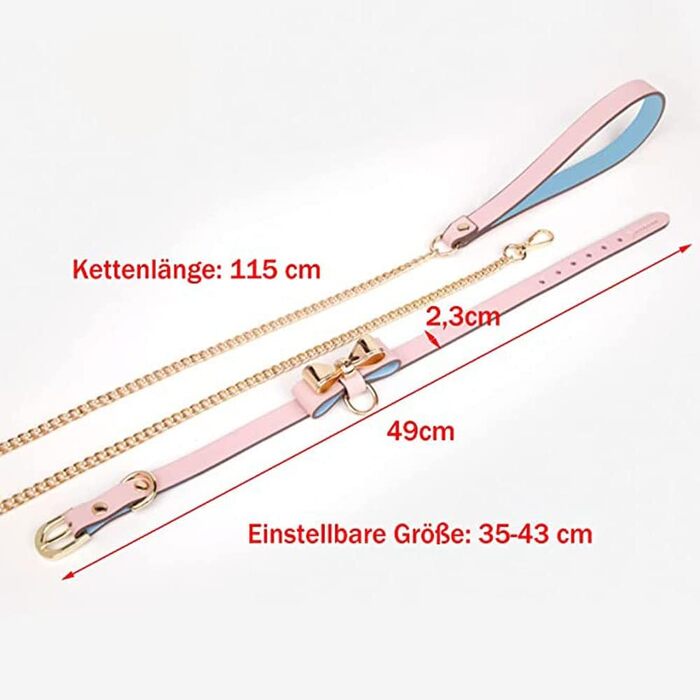 Ошийник-нашийник SM з бантиком, регульований, рожевий (35-43 см)