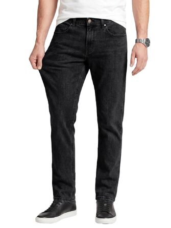 Чоловічі джинси Runcati Slim Fit з бавовни та стрейч, однотонні чорні штани для бізнесу та повсякденного носіння (36W / 32L)