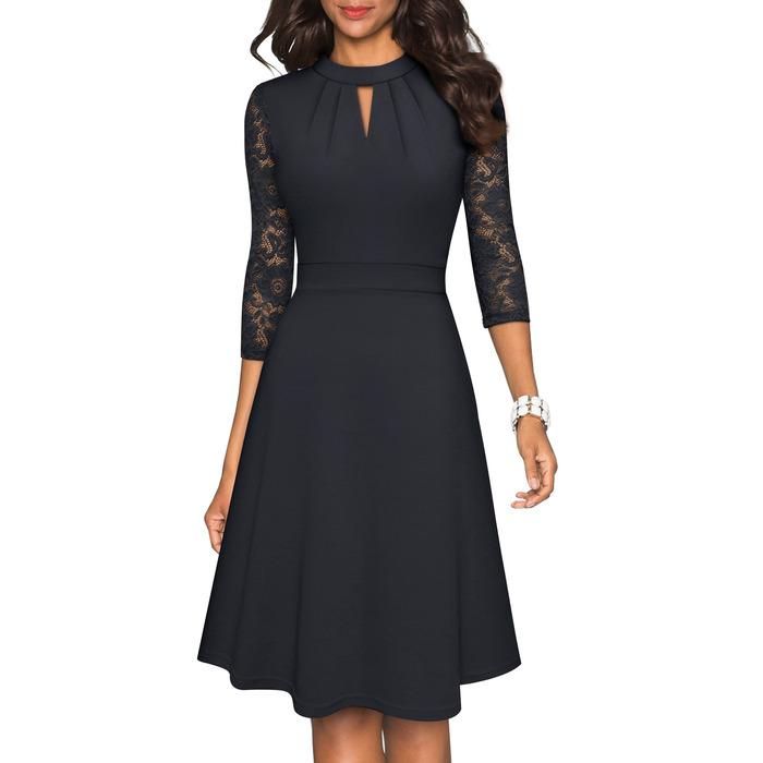 Сукня вечірня HOMEYEE A234 чорна, мереживна, годе з вирізами