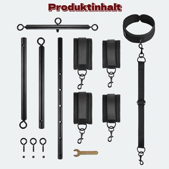 Розпірка для бондажу з металу, наручники та кайдани для ніг BDSM для пар (чорний)