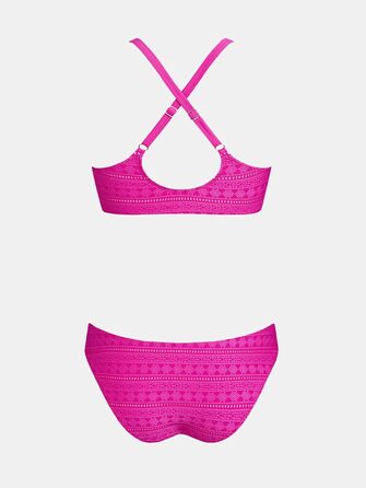 CUPSHE Bikini Set Daen: двочастинний купальник з V-подібним вирізом, зав'язками спереду, низькою талією та перехресними бретелями. Темно-зелений візерунок, розмір XL, колір Hot Pink