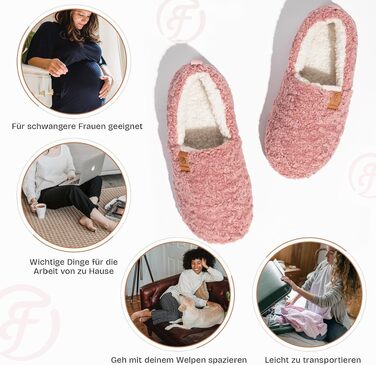Жіночі теплі закриті капці EverFoams з ефектом пам'яті та штучним хутром, колір рожевий, розмір 38/39 EU