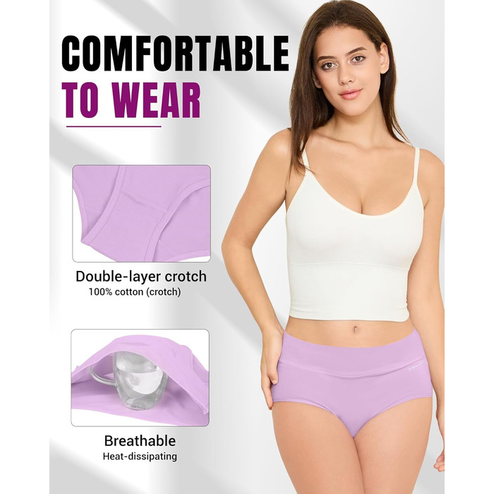 Танстц Спідня білизна для жінок, 5 шт. в упаковці, бавовна, висока талія, дихаючі труси, м'яка жіноча білизна, кольори: червоний, синій, зелений, сірий, чорний (L, світло-блакитний, яскраво-зелений, світло-рожевий, лососевий, світло-фіолетовий)