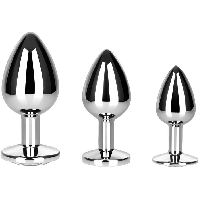 Анальний розширювач EIS, набір з 3-х частин з алюмінію з кристалами, широка база для тренування