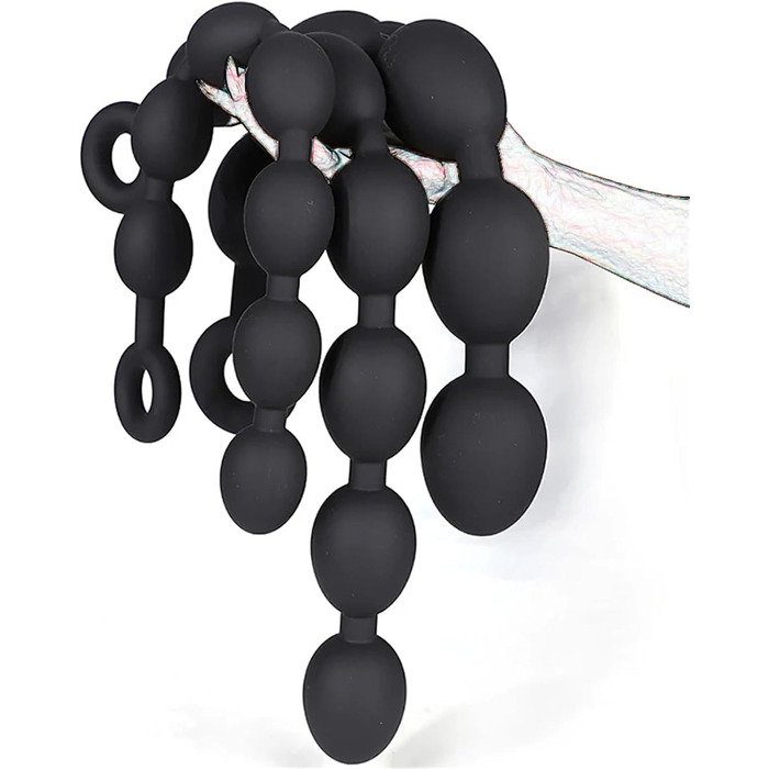 Анальний плагін Axcroo Extra Lang з ланцюжком та 7 кульок, силікон, стимулятор простати, для чоловіків та жінок