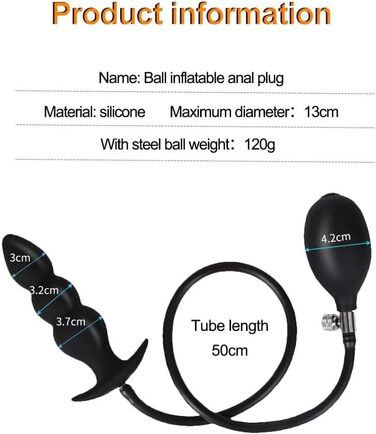 Надувний анальний дildo-розтягувач з підсвічуванням (чорний)
