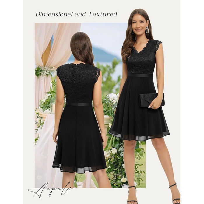 Елегантна коктейльна сукня Dressystar для гостей весілля, довжина до коліна, чорна, розмір XL