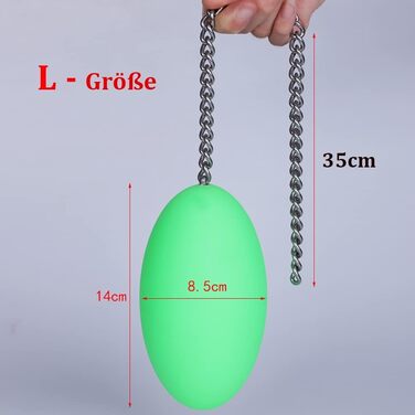 Анальний плаг Guspiun з силікону у формі яйця, з металевим ланцюгом, 8.5 см, зелений