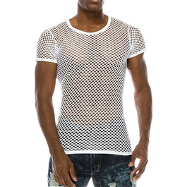 Чоловіча сітчаста футболка з прозорим дизайном, сексуальна сорочка для нічного клубу, стильна футболка в стилі стрітвір