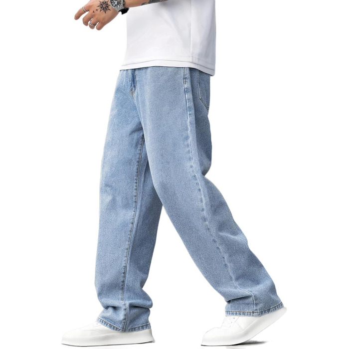 Чоловічі широкі джинси Baggy Y2K у стилі стрітвір, вінтажні вільні штани Loose Fit світло-блакитного кольору, розмір M