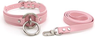 Чокер з кільцем Lalatia для жінок, рожевий, зі штучної шкіри, з шнурком, срібло