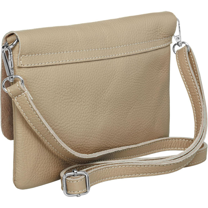 Жіноча шкіряна сумка-клатч Caspar Elegante CLASSIC LINE модель №835, сумка через плече для вечора з регульованим ременем, Made in Italy (Колір: Пісочний)