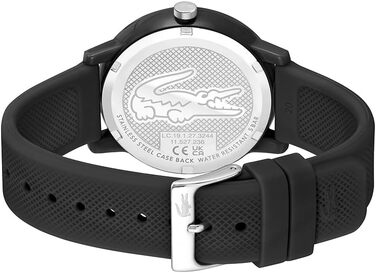 Аналоговий кварцовий годинник Lacoste 12.12 унісекс, чорний, силіконовий ремінець з текстурою Petit Piqué
